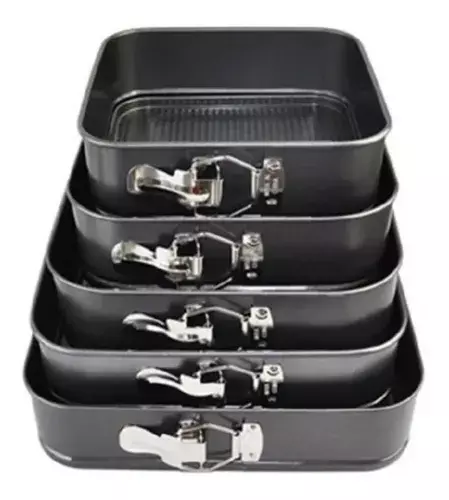 Pack X5 Molde Desmontable Moldes Desmontables Cuadrado Torta-1