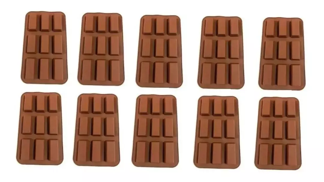 10 Moldes Silicona Chocolate Molde De Silicona Barra Cereal-0