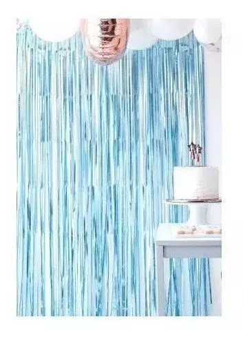 Guirnalda Cortina Metálicas Cortina De Cumpleaños Decoracion Azul-2