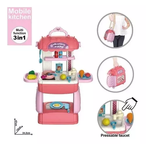 Set Cocina Juguete Cocina Niña Juguete Cocina Mochila 2 En 1-1