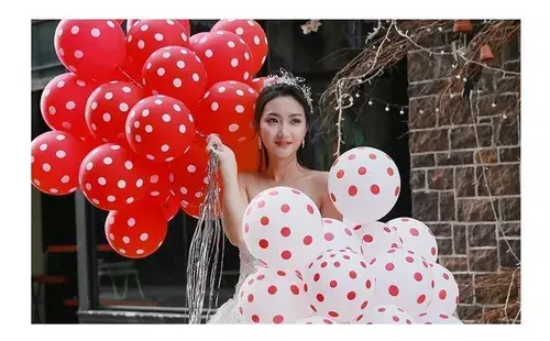 Globos De Cumpleaños Globos Feliz Cumpleaños Rojo Lunares-4