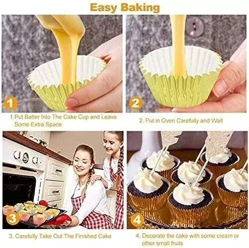 Pack X100 Capsula Para Hornear Capsulas Capacillo Dorada 6cm-3