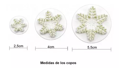 pack 3 Molde Fondant Cortador Con Expulsor Copo de Nieve-1