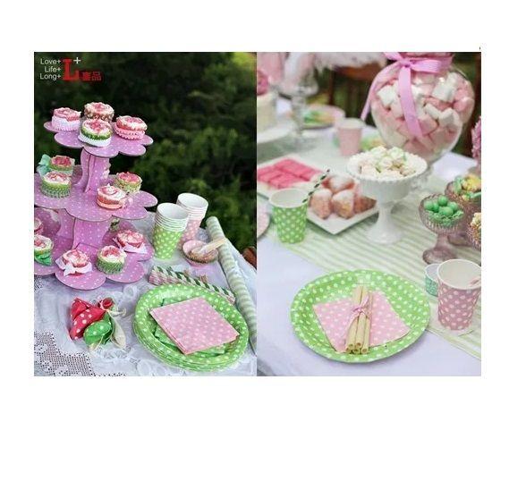 20 Set Cumpleaños Servilleta Desechables Vaso Rosado 23cm-7