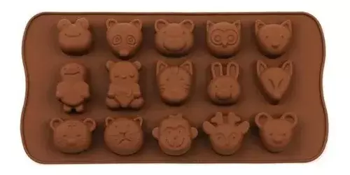 2 Moldes De Chocolate Molde De Silicona Animalitos Marrron-0