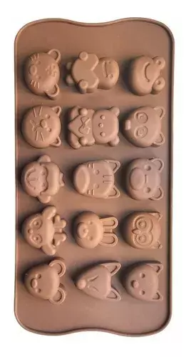2 Moldes De Chocolate Molde De Silicona Animalitos Marrron-6