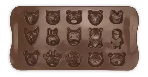 2 Moldes De Chocolate Molde De Silicona Animalitos Marrron-4