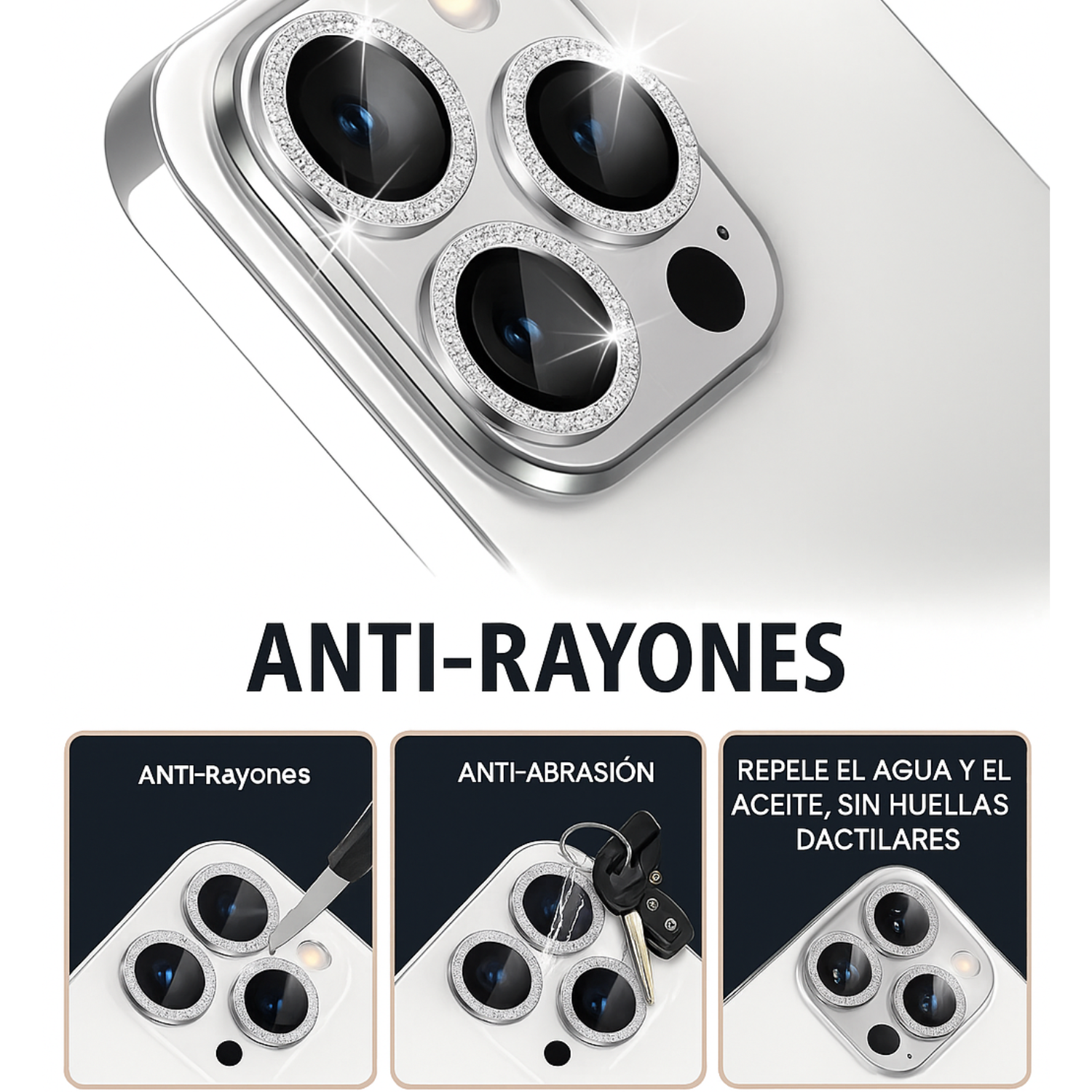 Cubre Camara Con Diamantes Iphone 16/16Plus-4