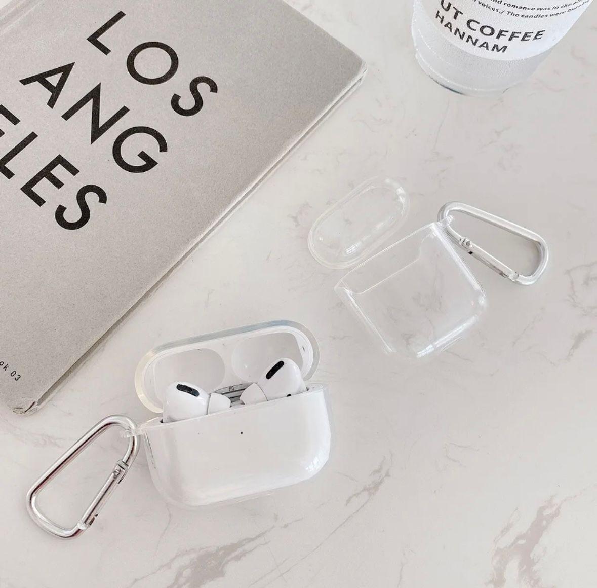 Fundas AirPods 1/2 Transparentes + Gancho-2