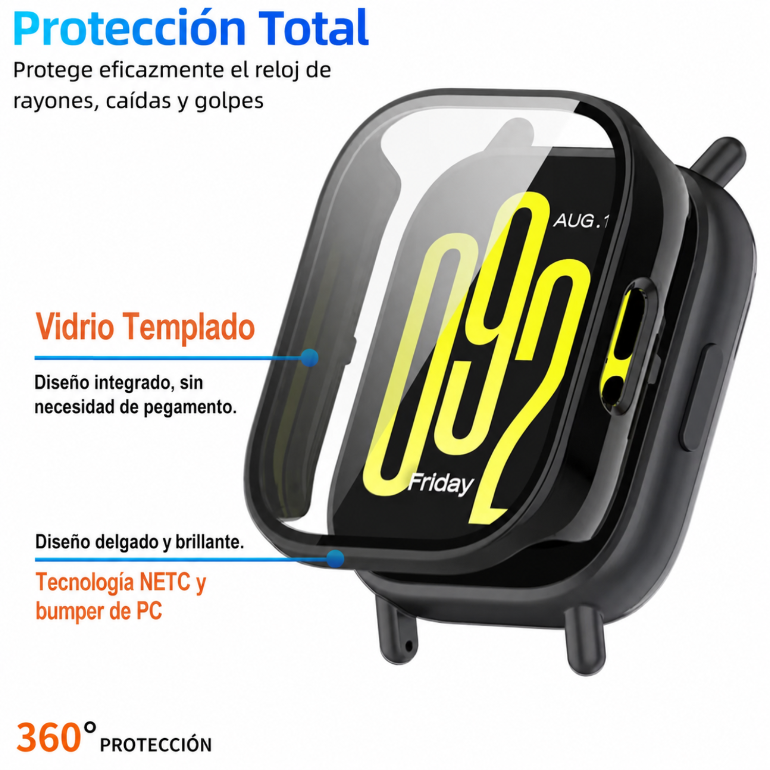 Protector Para Redmi Watch 5 Active Carcasa Vidrio 360 -3