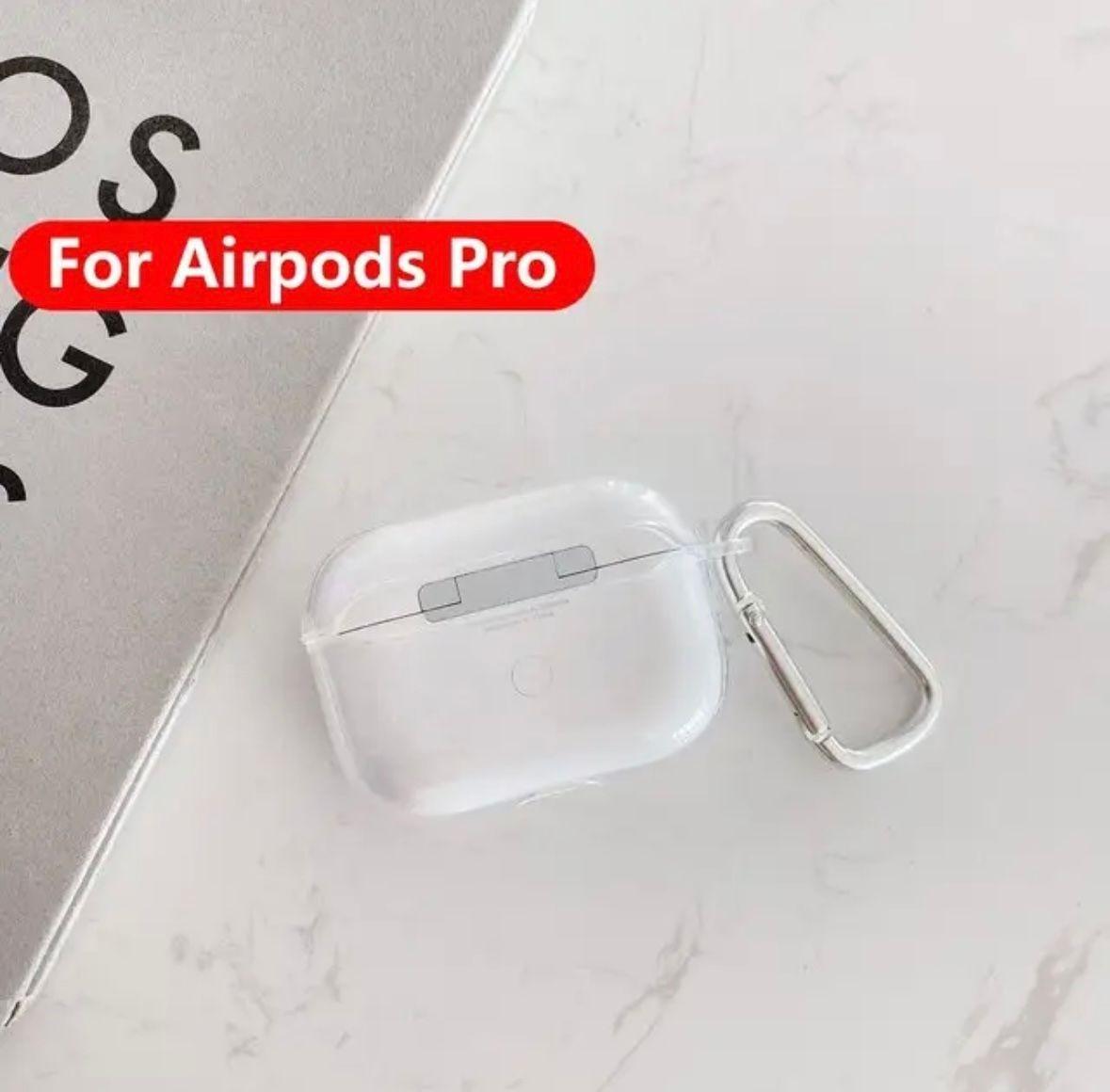 Fundas AirPods Pro 1 Transparentes + Gancho-1
