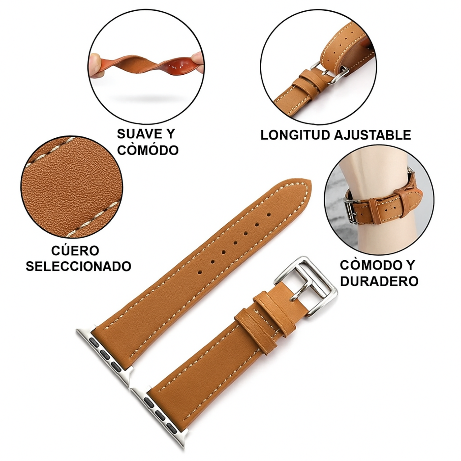 Correa Para Apple Watch 42/44/45/46/49 EcoCuero Tradicional-2
