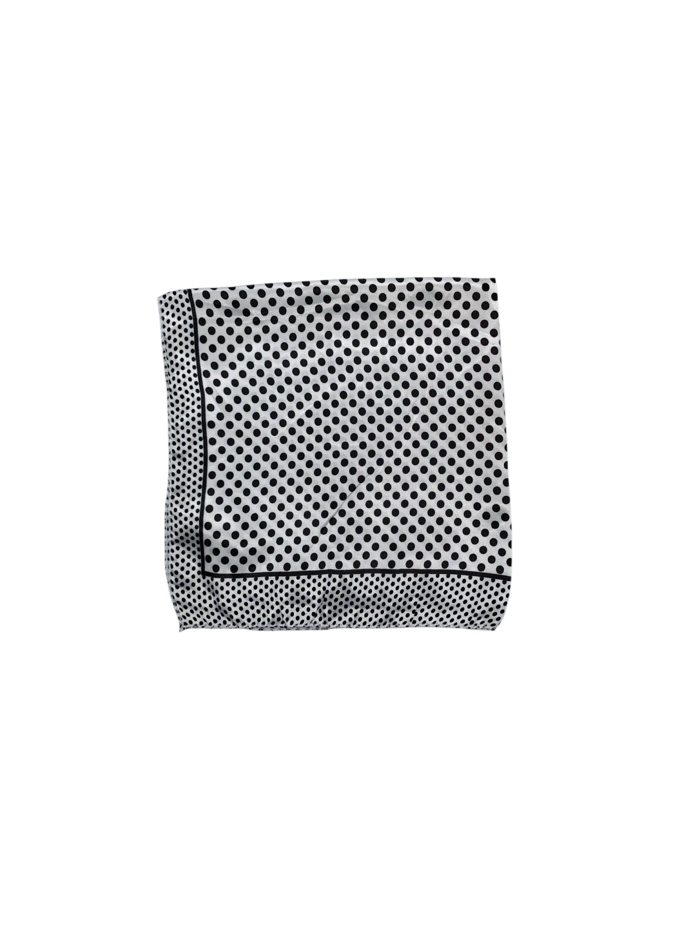 Pañuelo Satinado Mujer Color Blanco con Lunares Negros 50 x 50 cms-2