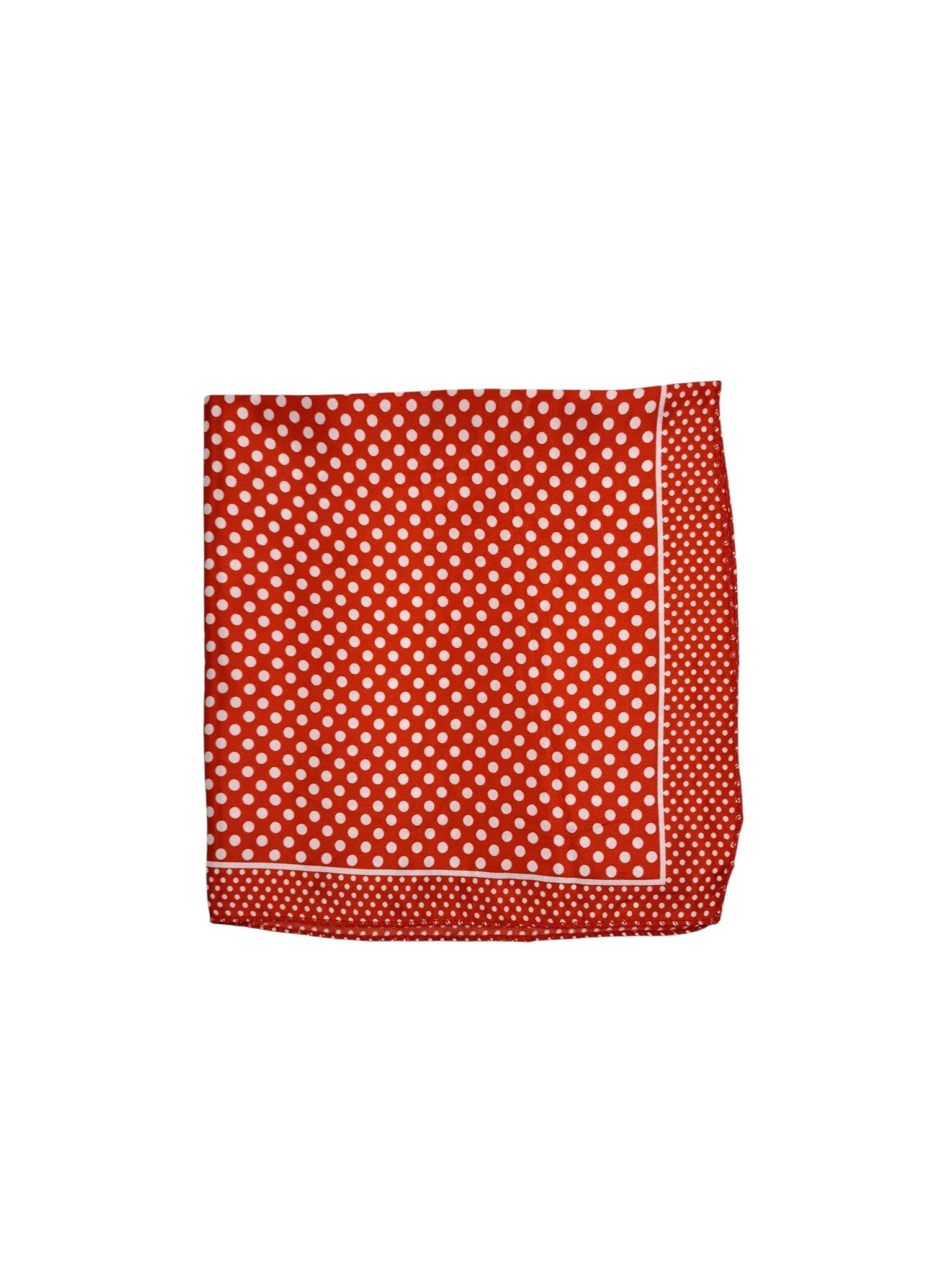 Pañuelo Satinado Mujer Color Rojo con Lunares Blancos 50 x 50 cms-2