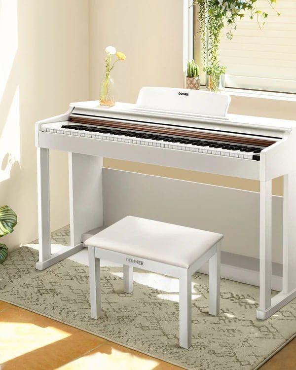 Banqueta Para Piano Donner DKB10 White-3