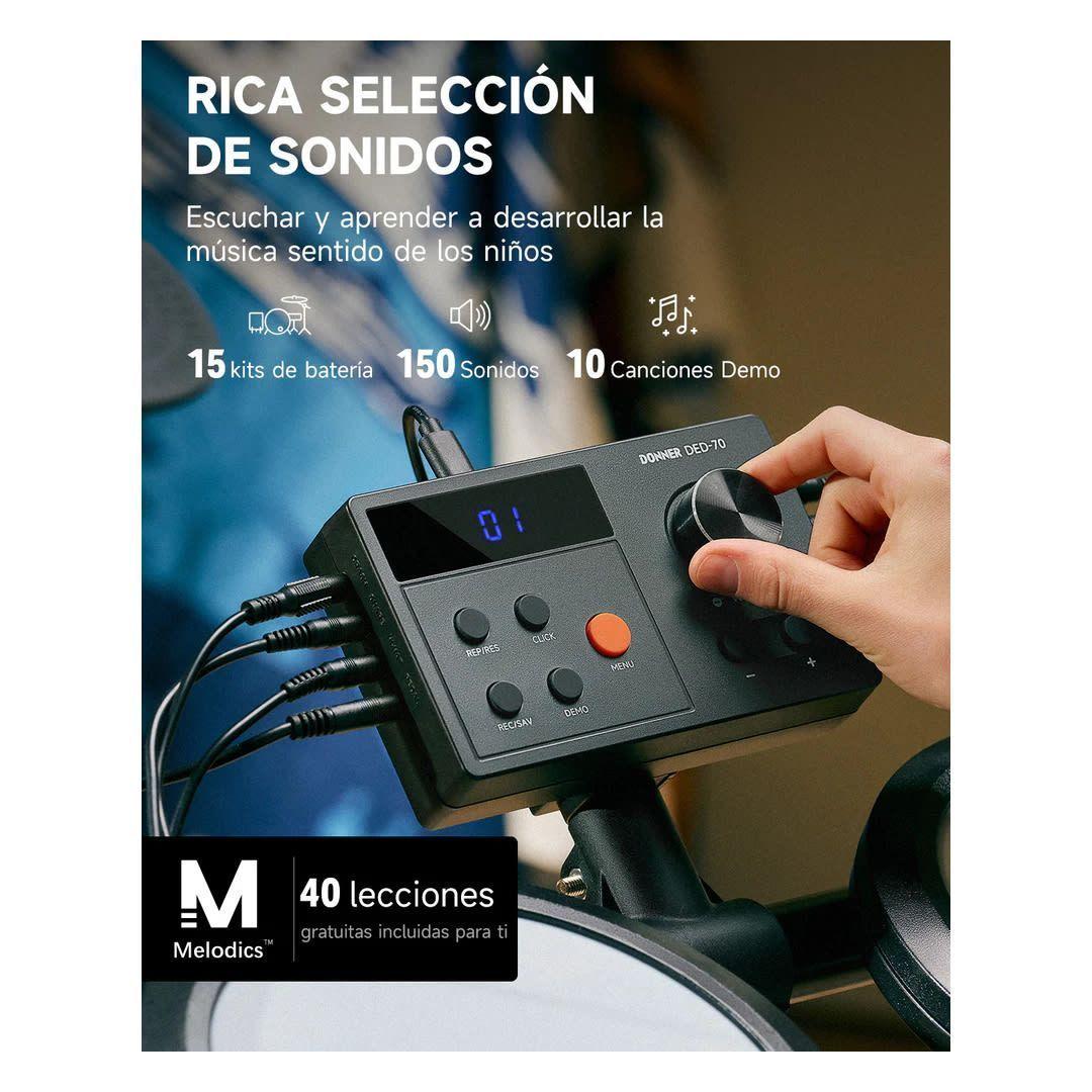 Batera Electrónica Donner DED70. Incluye Sillín, Baquetas y Audífonos-2