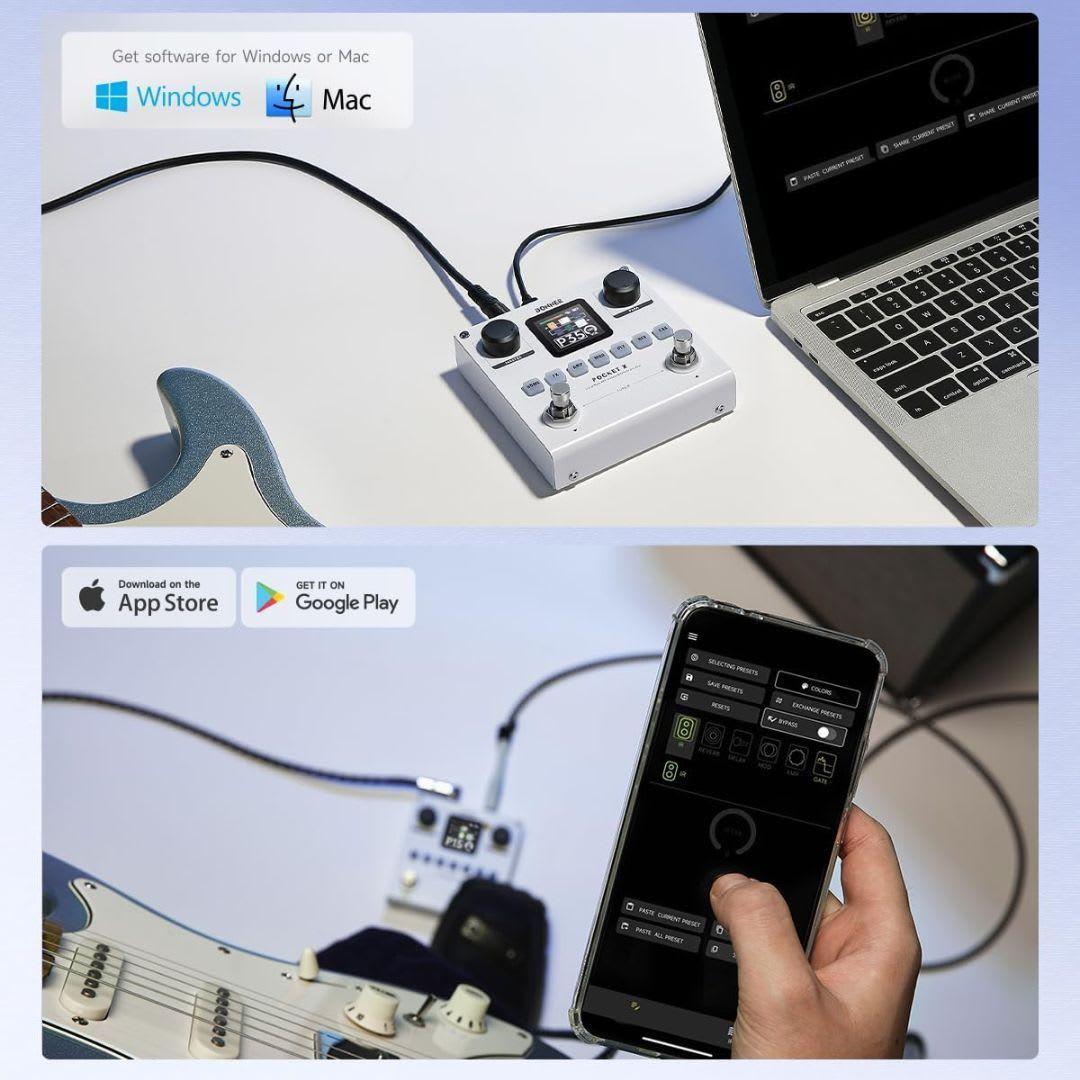 Pedalera Multiefecto Donner Pocket X para Guitarra y Bajo – Compacta, Recargable y con Bluetooth-3