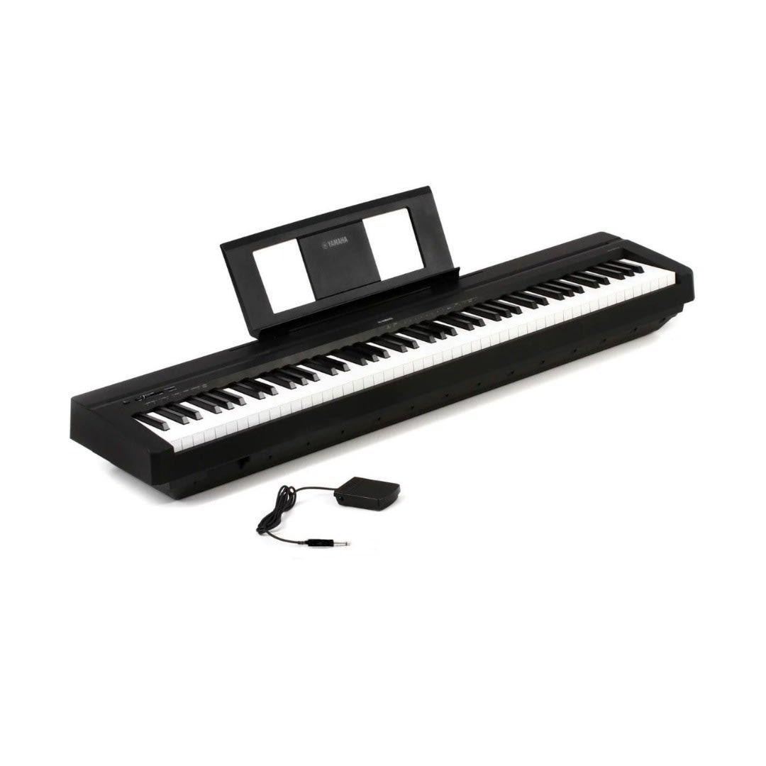 Piano Digital Yamaha P45 + Pedal de Sustain, Atril y Adaptador de Voltaje | 88 Teclas Contrapesadas-0