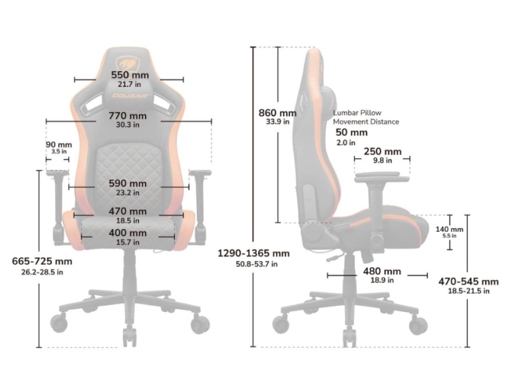 Silla Gamer Cougar DEFENSOR Soporte m x 120 kg Reposabrazos plegables 4D Reclinaci n 155-7