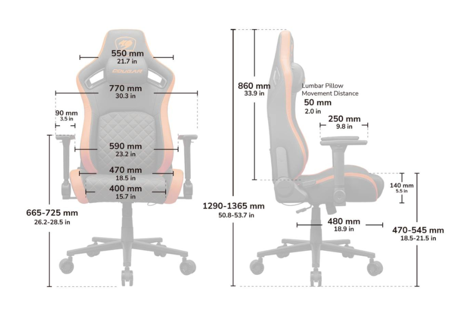 Silla Gamer Cougar DEFENSOR GOLD Soporte M x 120 kg Reposabrazos 4D Reclinaci n 155-8