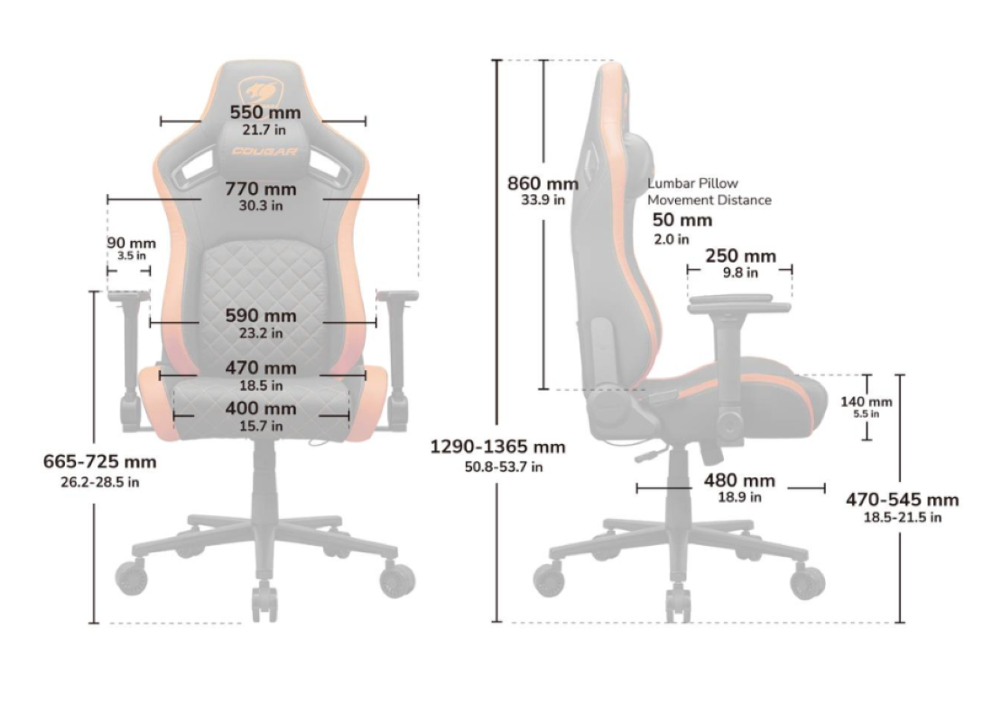 Silla Gamer Cougar DEFENSOR F Soporte m x 120 kg Reposabrazos plegables 4D Reclinaci n 155-6