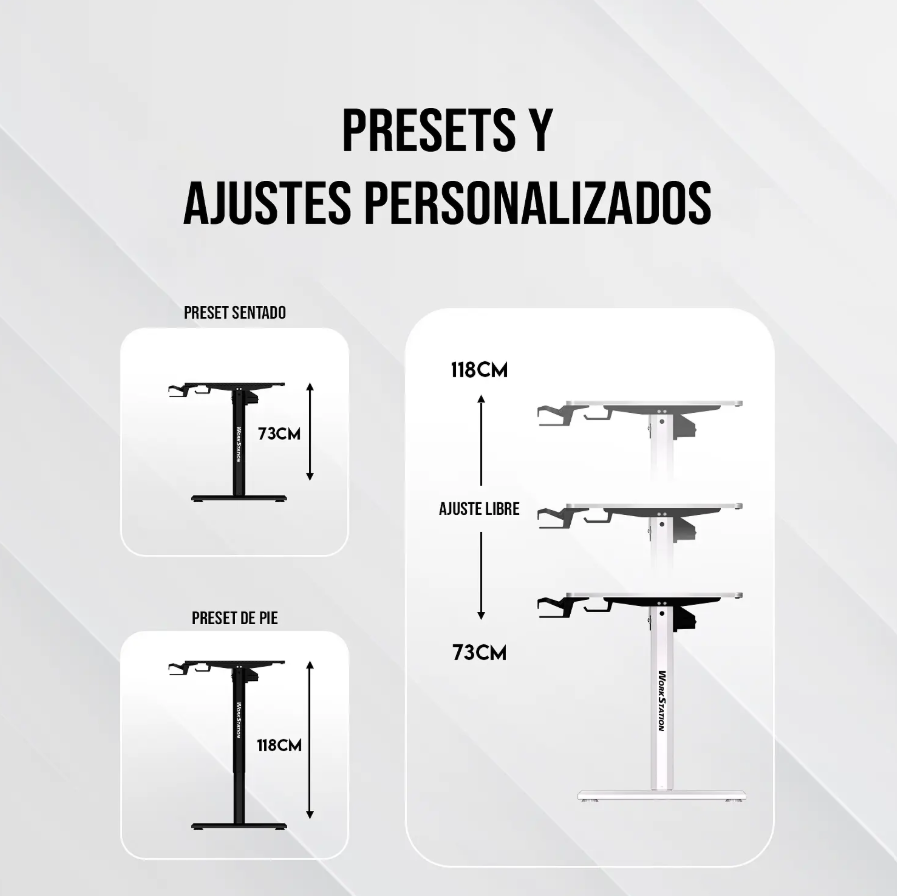 Escritorio Gamer Fantech WorkStation WS311 White Edition Elevacion Motorizada 73 118 cm-5