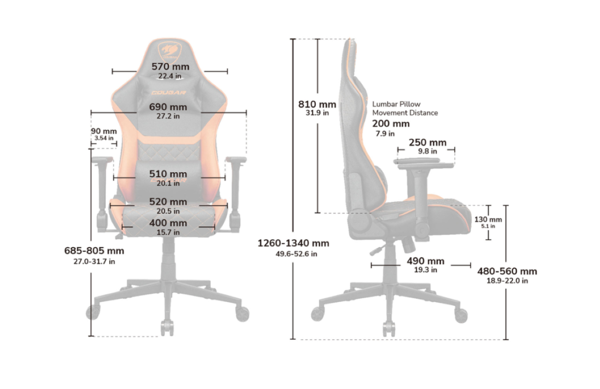Silla Gamer Cougar ARMOR ONE V2 Soporte m x 120 kg Reposabrazos 4D Reclinable 155-6