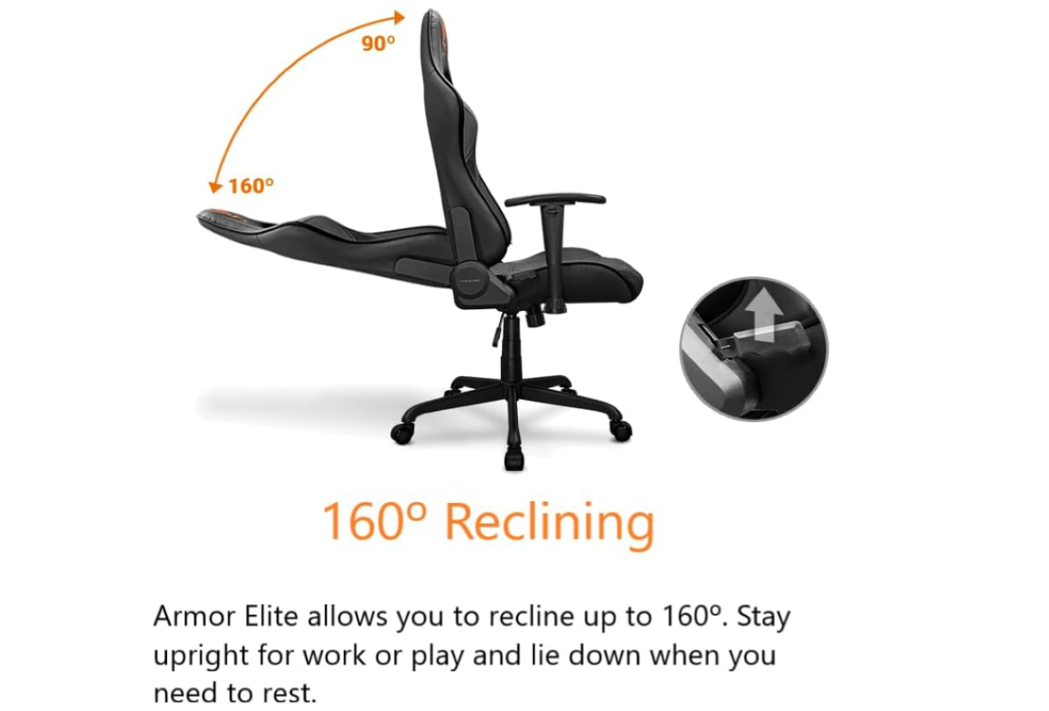 Silla Gamer (reclinable) - Cougar ARMOR ELITE White - Soporte Máx. 120kg - Reposabrazos Regulable-6