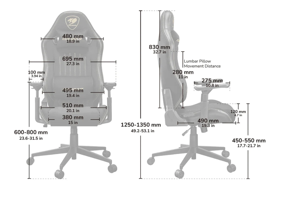 Silla Gamer Cougar Explore Royal Ash F Soporte M x 120 kg Reposabrazos 3D Reclinable 155-7