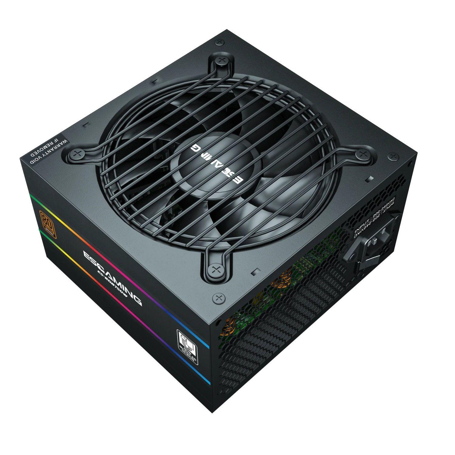 Fuente De Poder - Certificada  Esgaming Es-rgb750w 80 Bronze-2