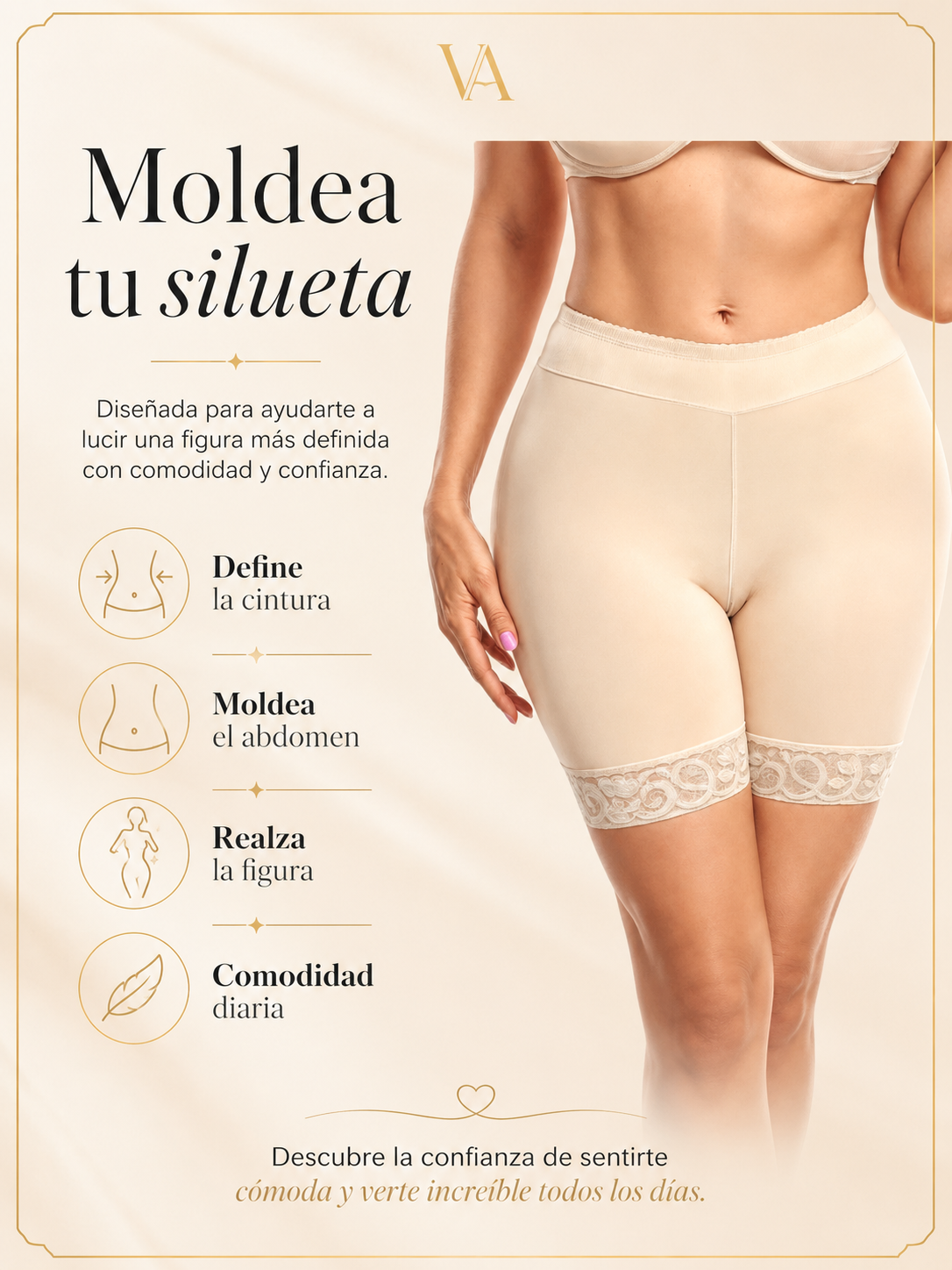 Faja Short Con Varillas y Silicona Antideslizante Levanta Cola-4