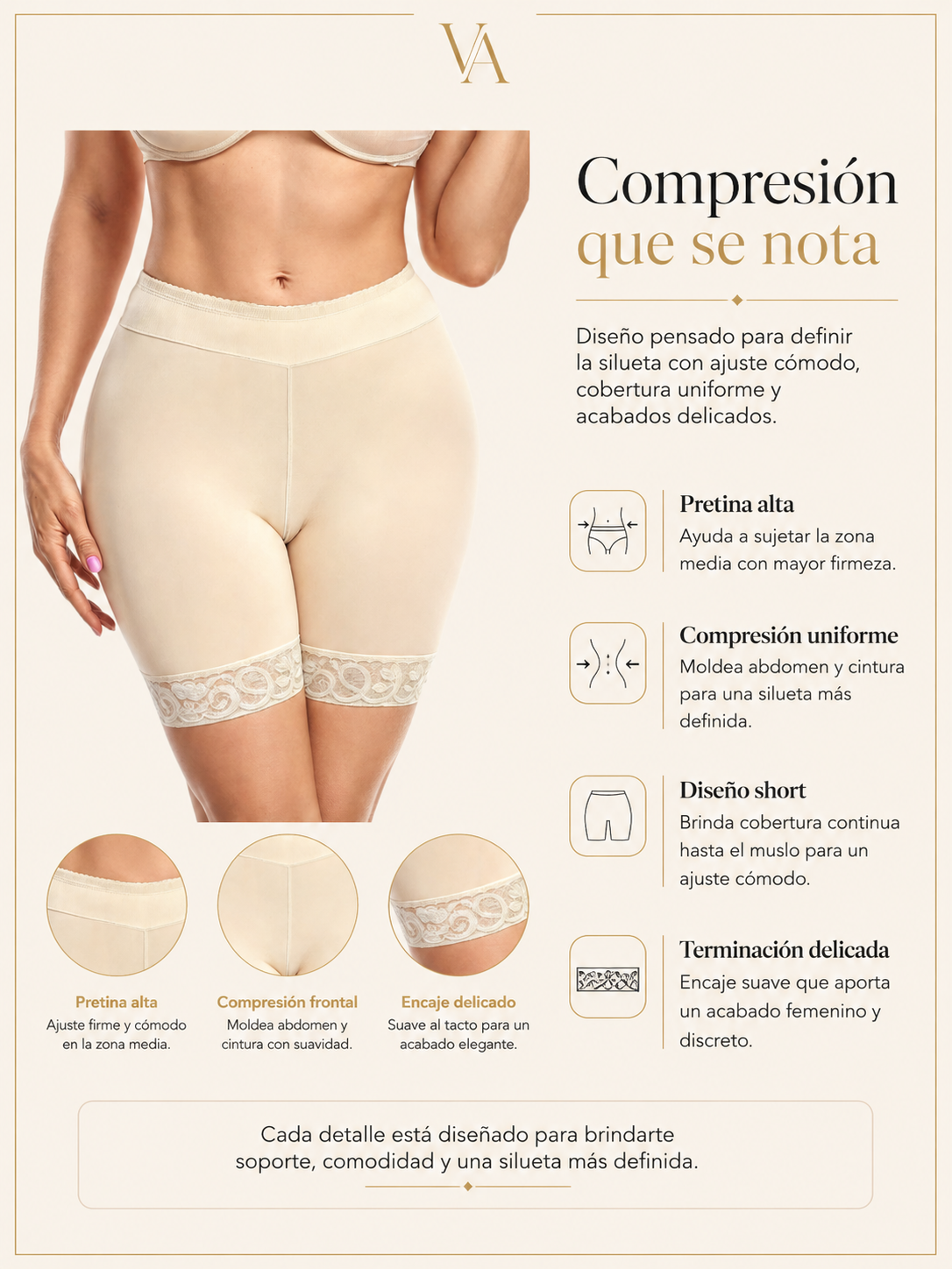 Faja Short Con Varillas y Silicona Antideslizante Levanta Cola-5