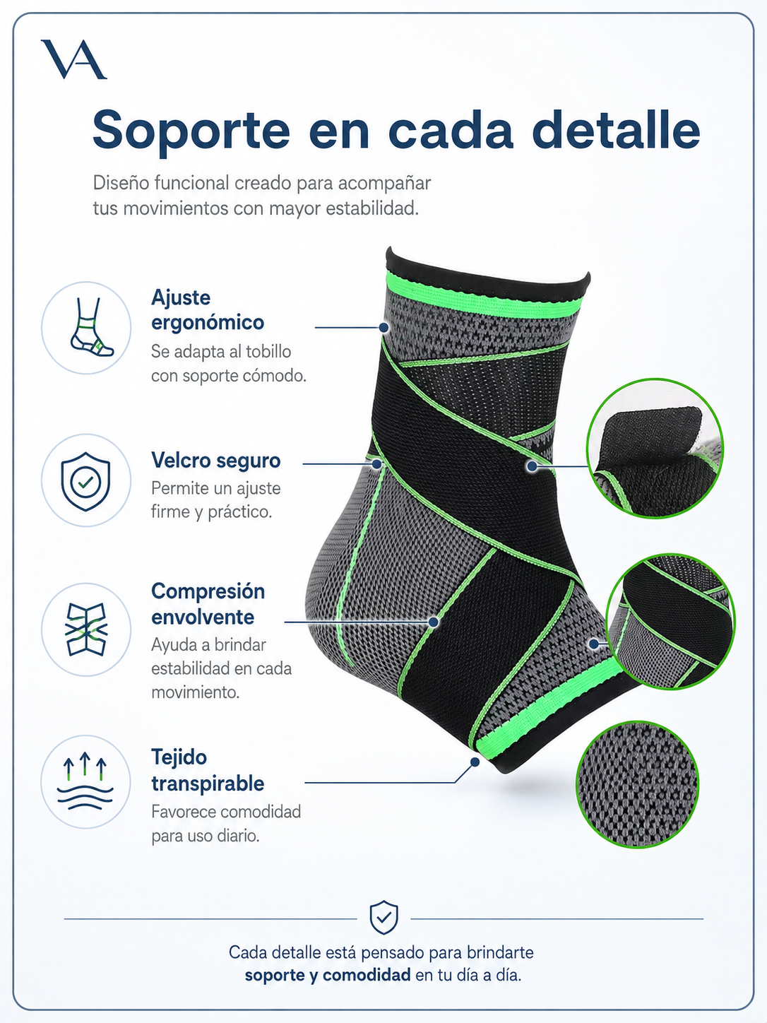Tobillera Venda Elastica Ortopedica Compresión-6