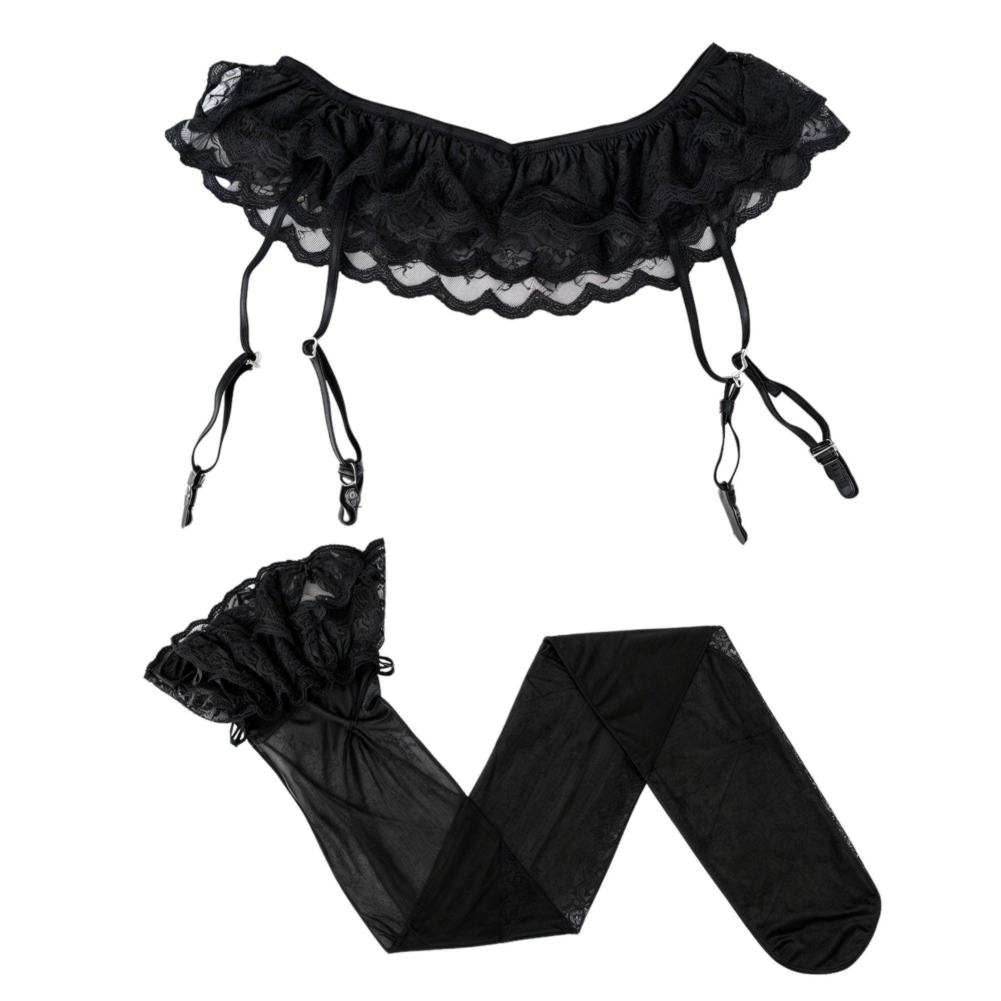 Lencería Sexy Portaligas con Medias Antidesliz-0