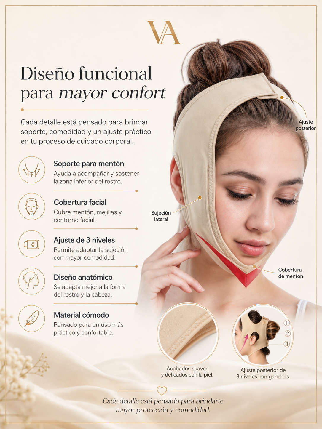 Mentonera Faja Reductora Anti Arruga Papada Cachetes Mejilla-2