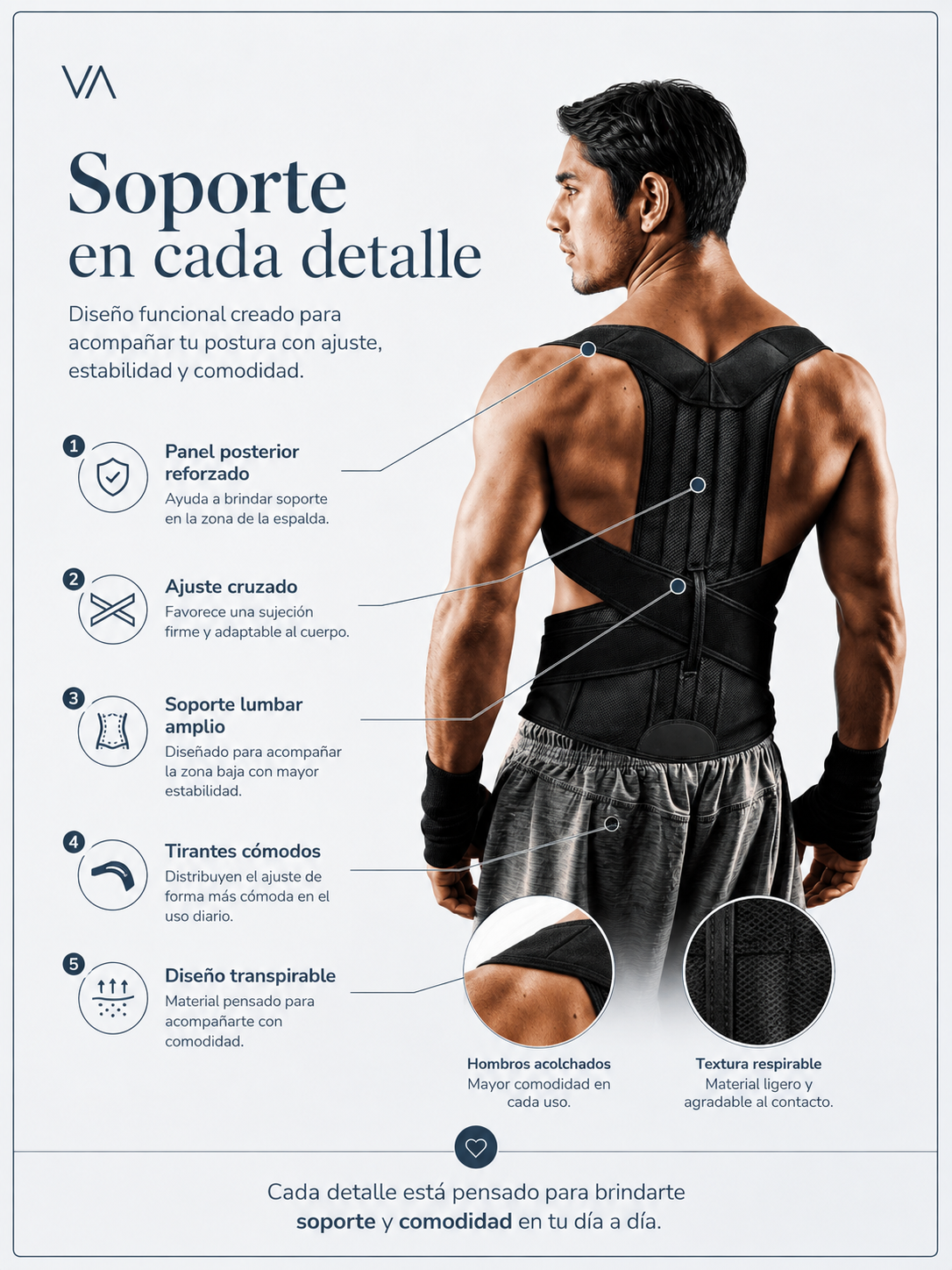 Faja Corrector Postura Espalda Lumbar Unisex-6