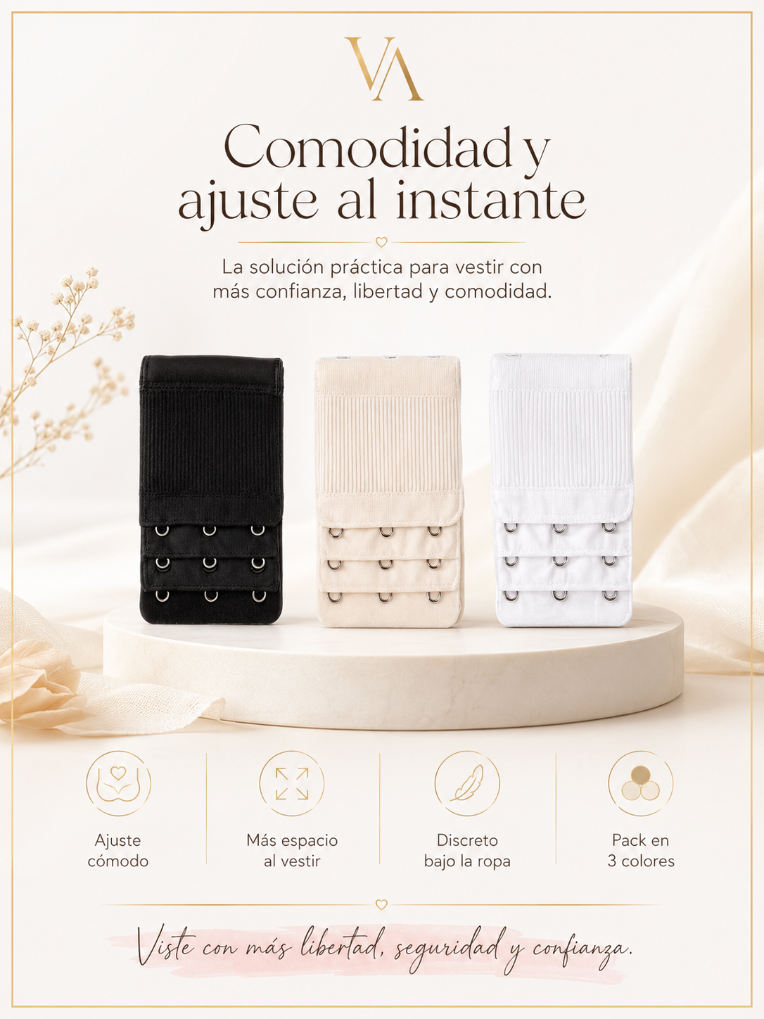 Pack X3 Extensores Para Sostén De Mujer 3 Broches-5