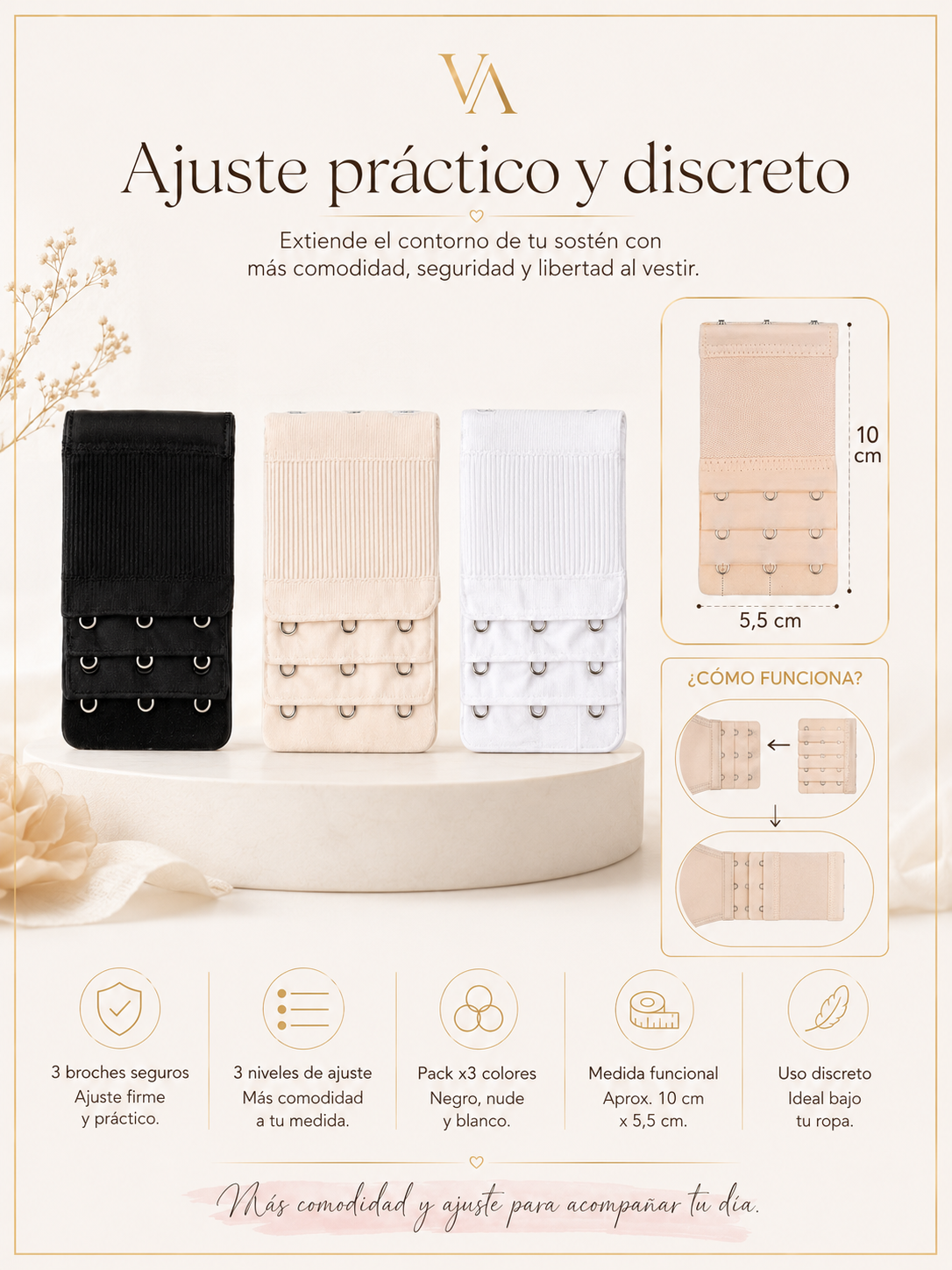 Pack X3 Extensores Para Sostén De Mujer 3 Broches-6