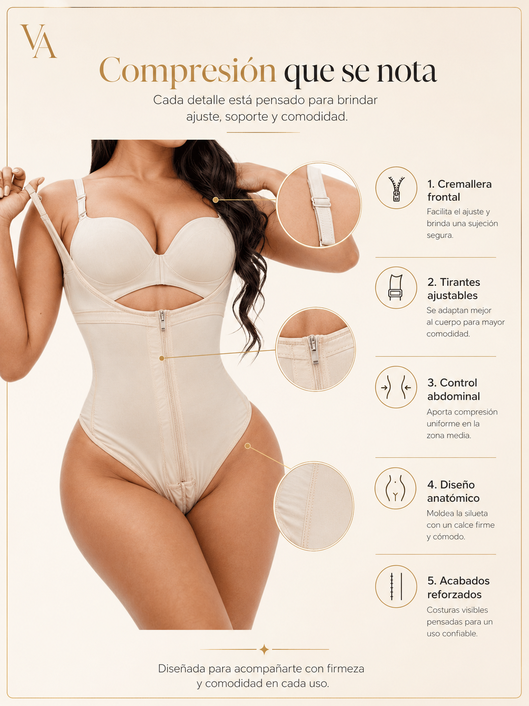 Faja Body Estilo Colombiana Con Cremallera Alta Compresion-4