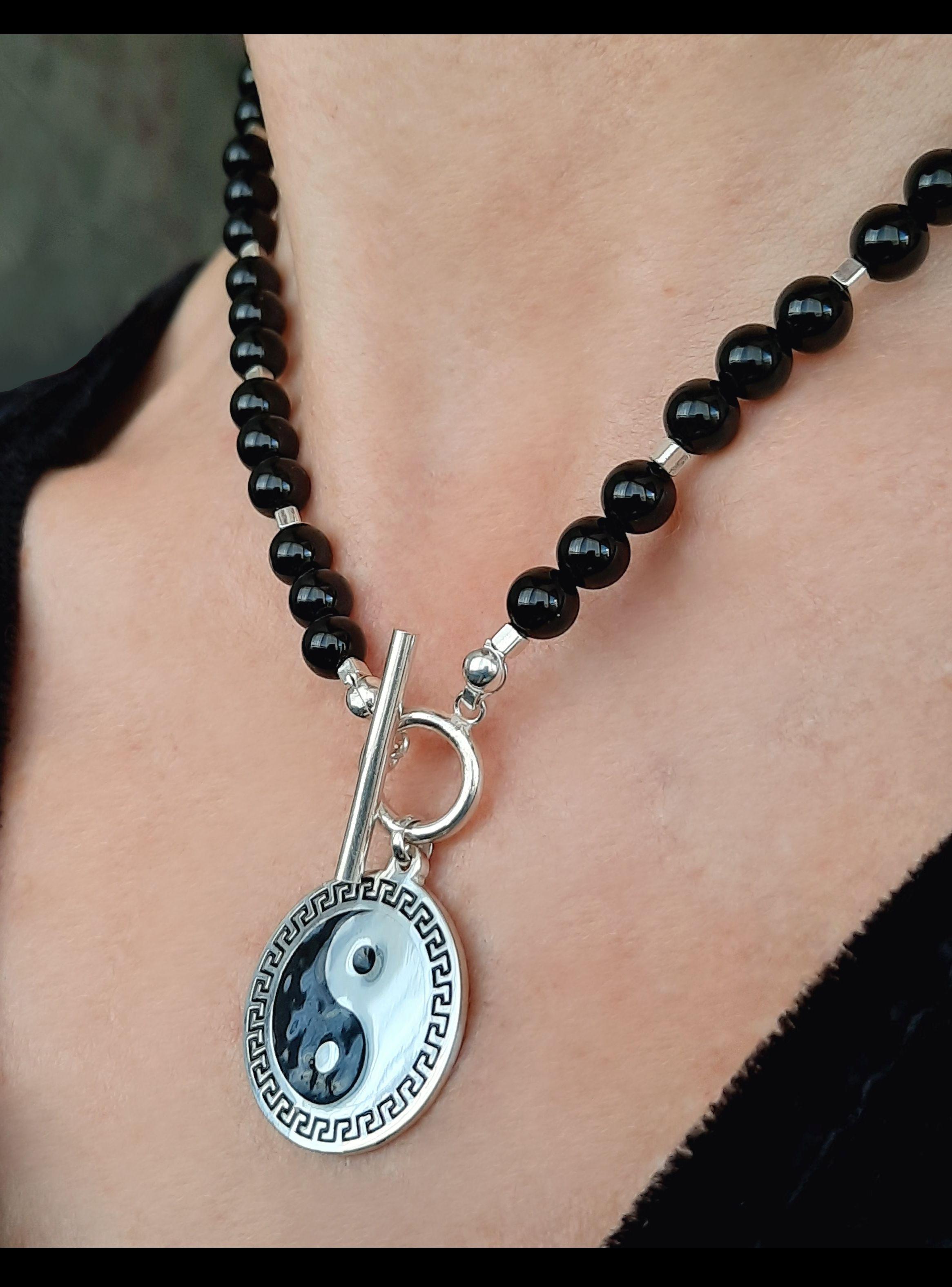 Collar Negro Mujer Plata-2