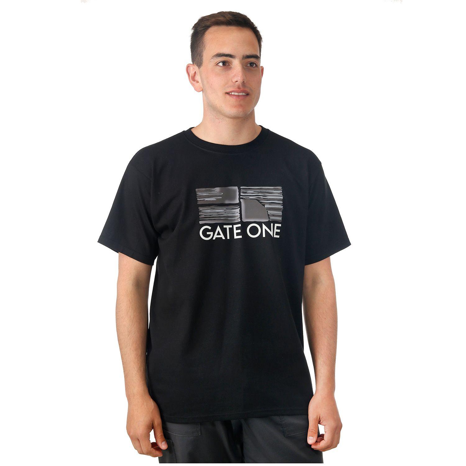 Polera Manga Corta Negra Estampado Central-0