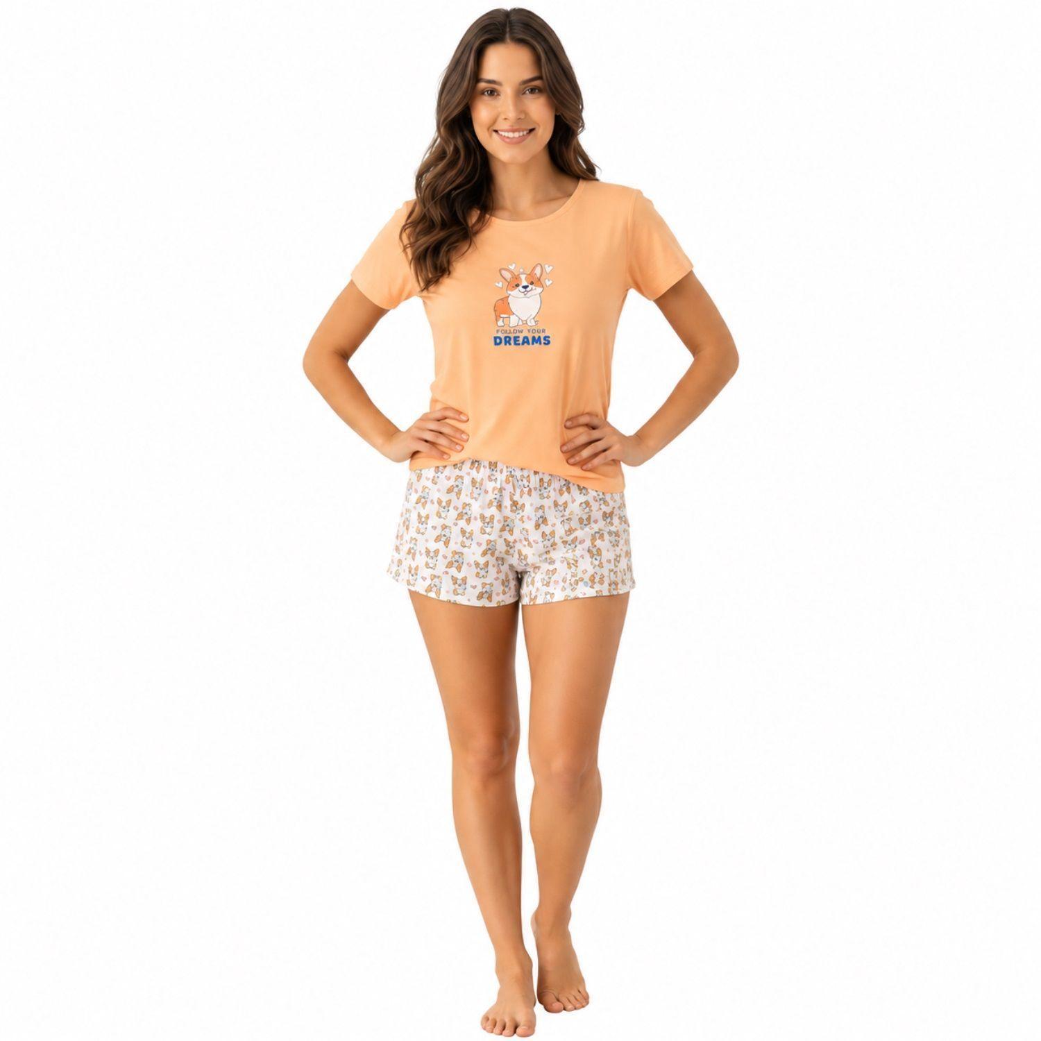 Pijama Perro Estampado Mujer Corto-0