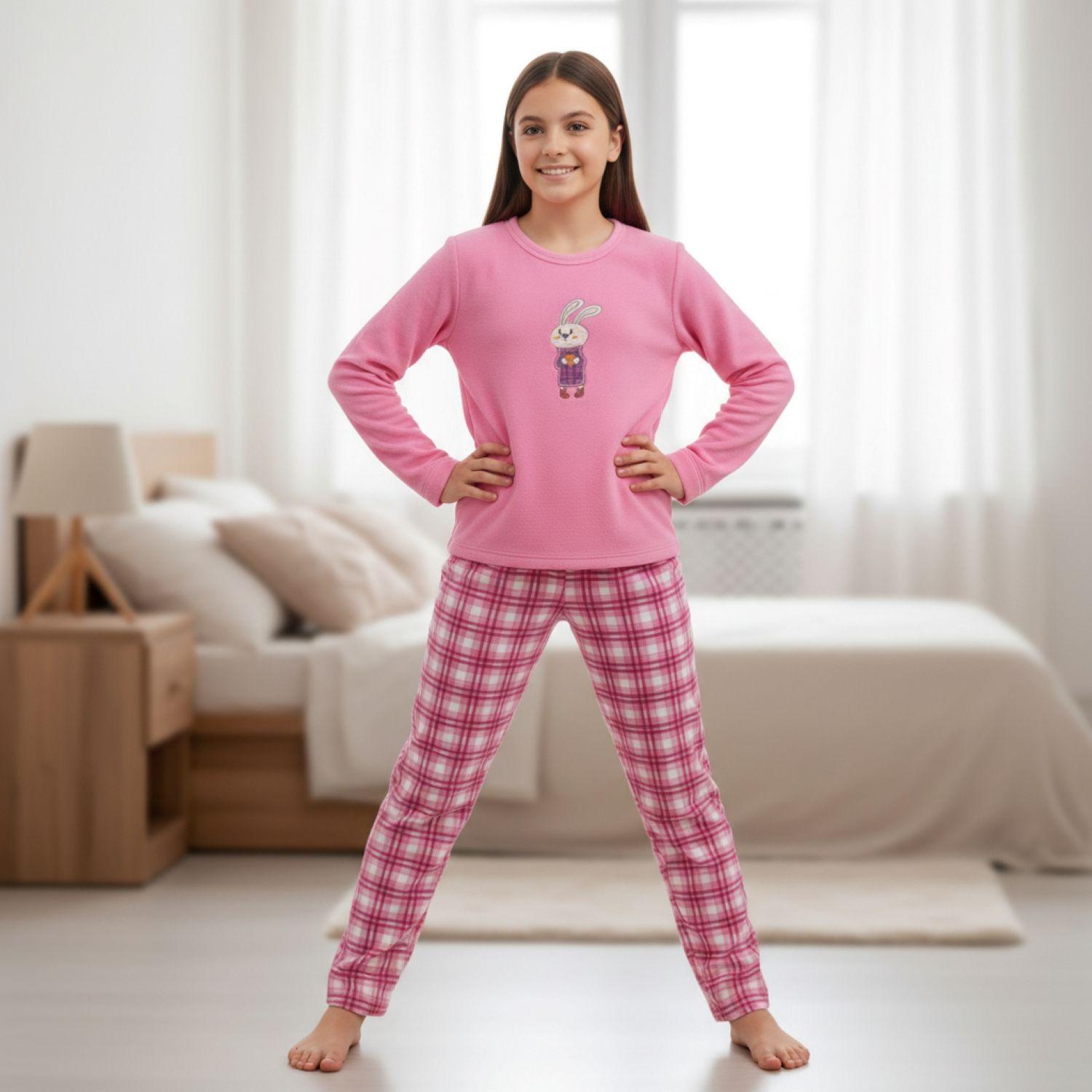 Pijama Niña Conejo Bordado Micropolar-2