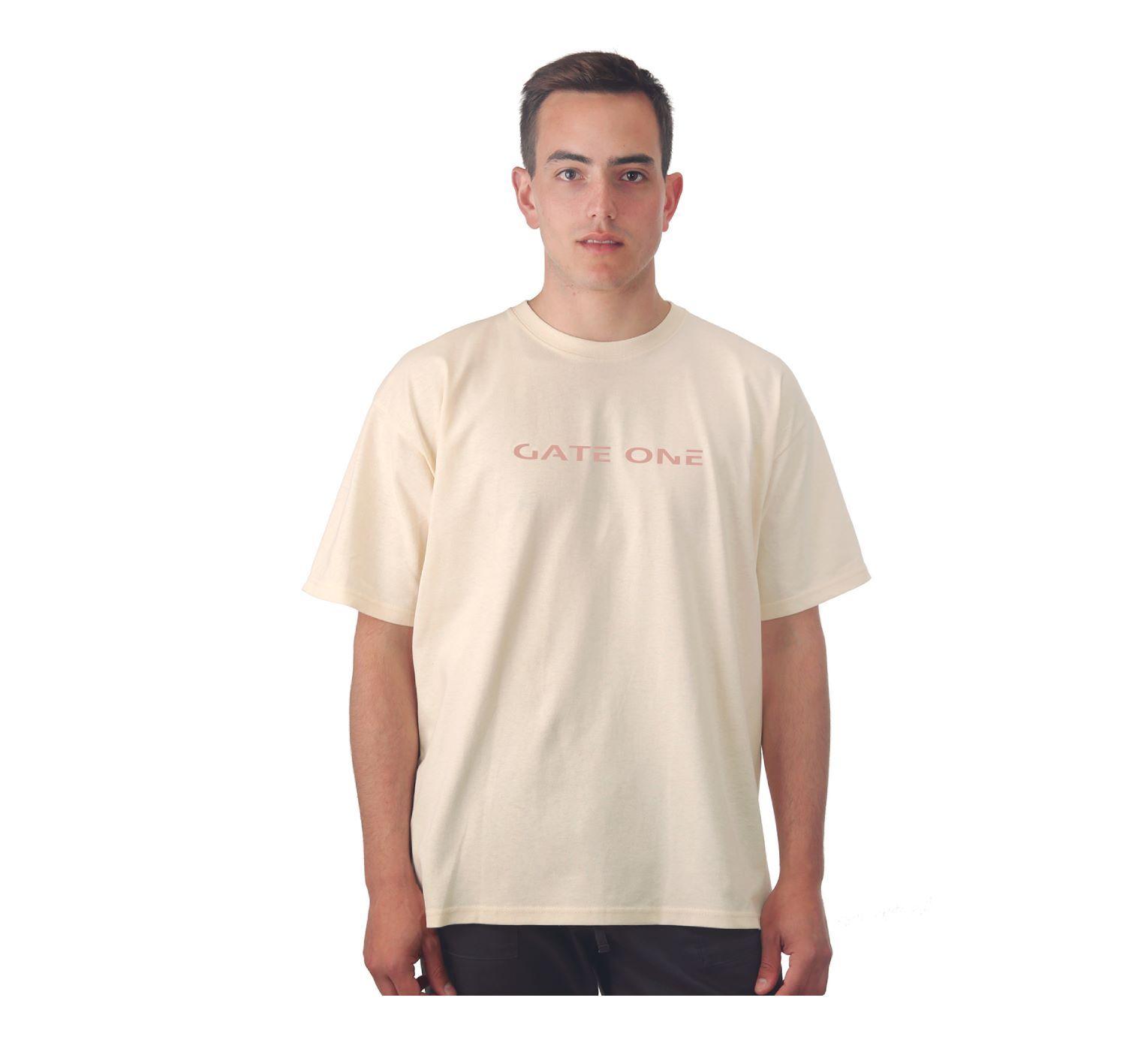 Polera Manga Corta Crema Estampado -0