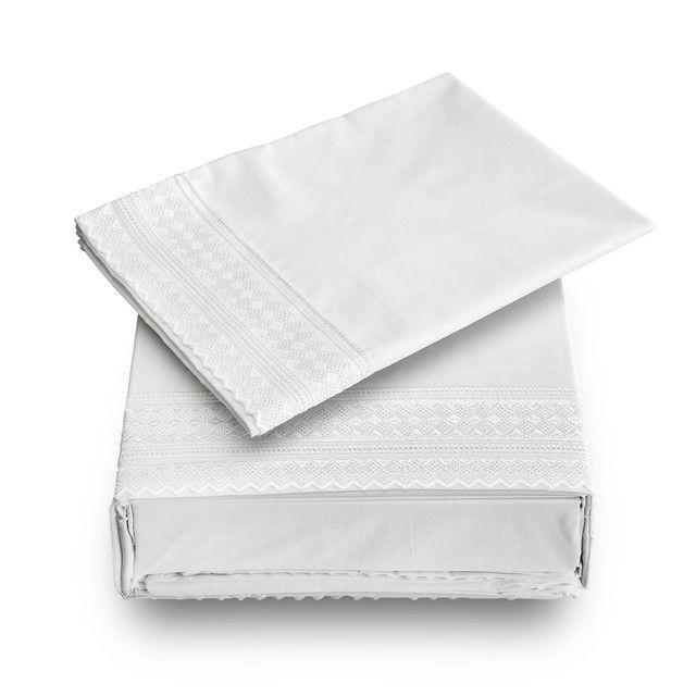 Juego de  Sábnas Broderie 180H Blanca King-0