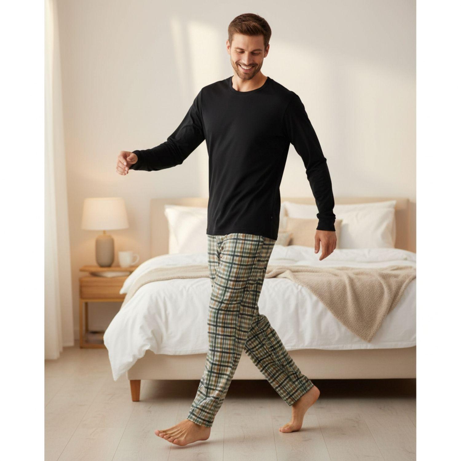 Pijama Hombre Clasico Gamuza Negro-2