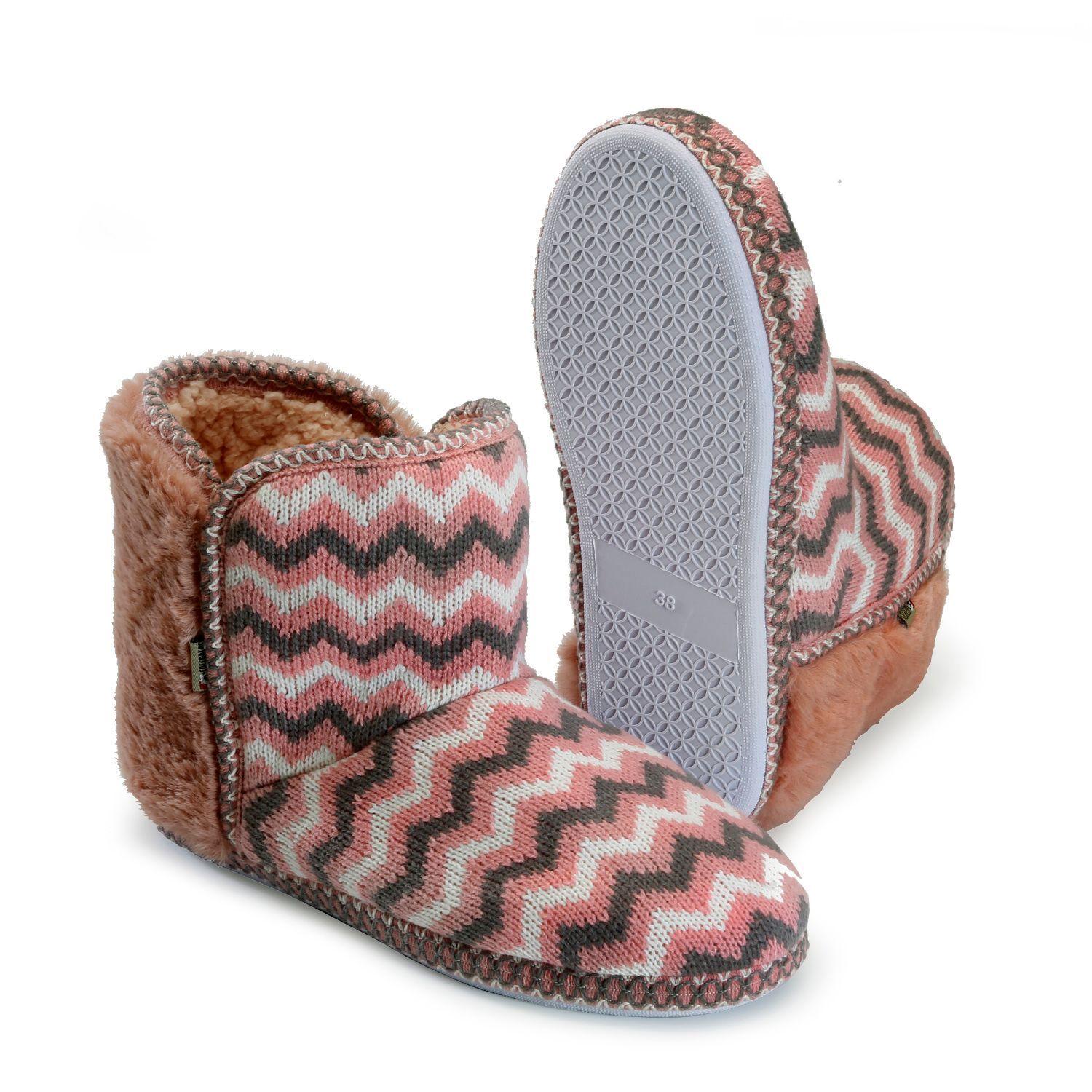 Pantufla Bota Mujer Lana y Chiporro Pink-1