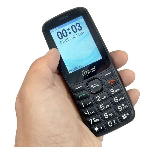 Teléfono Senior Bar Sos 4g Lte Mlab 2.4 9387 Teléfono Adulto Mayor Black Celular Botón Emergencia Du-3