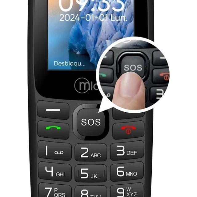 Teléfono Senior Bar Sos 4g Lte Mlab 2.4 9387 Teléfono Adulto Mayor Black Celular Botón Emergencia Du-4