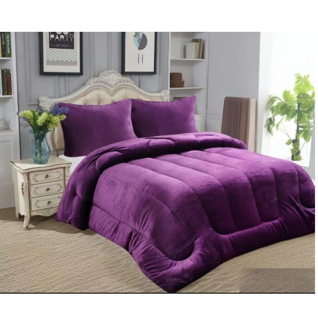 COBERTOR PLUSH CON CHIPORRO 2 PLAZAS COLOR MORADO-1